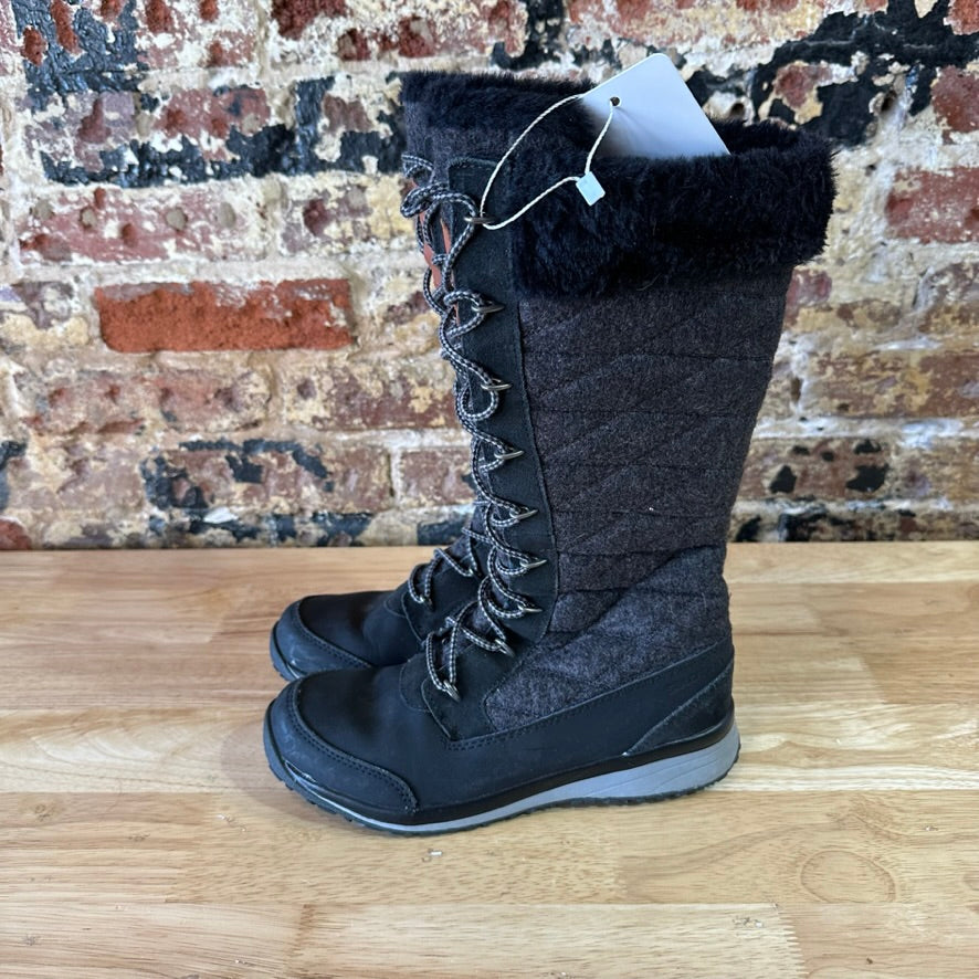 Salomon Hime High Women's Waterproof Quilted Winter Snow Boots Black 7 Lace Up