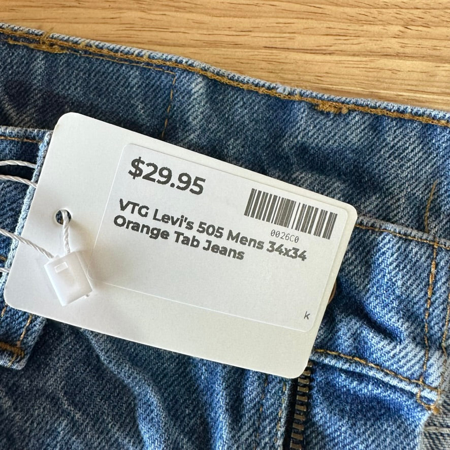 VTG Levis 505 Mens 34x34 Blue Jeans