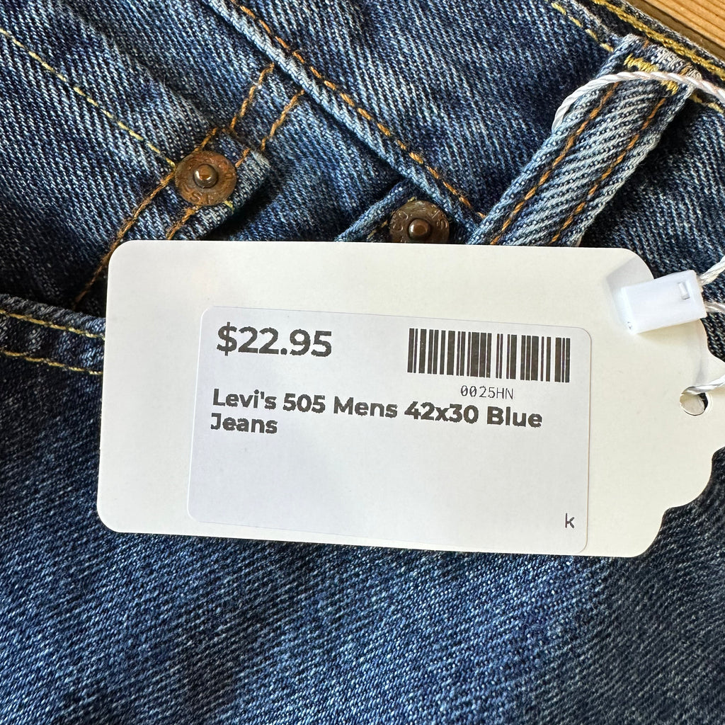Levis 505 Mens 42x30 Blue Jeans