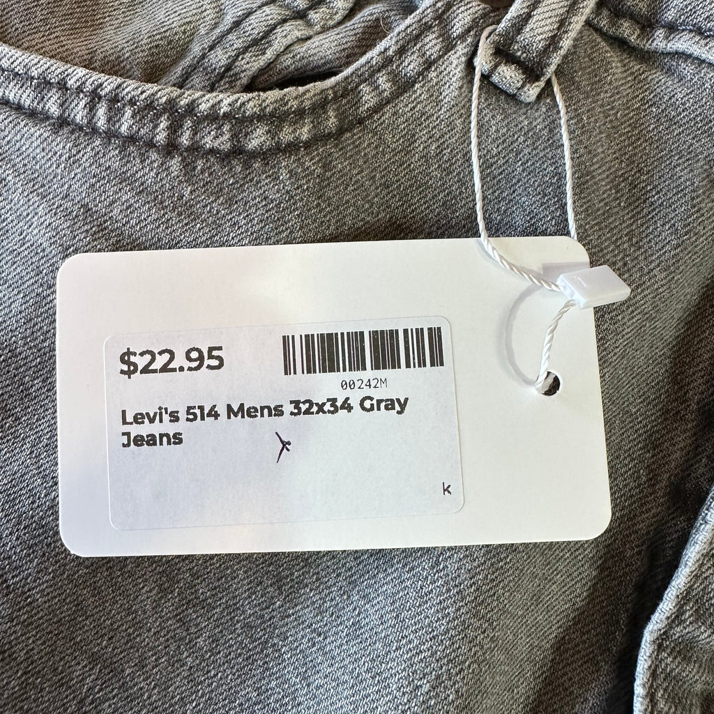 Levi's 514 Slim Straight Gray Jeans Mens 32x34