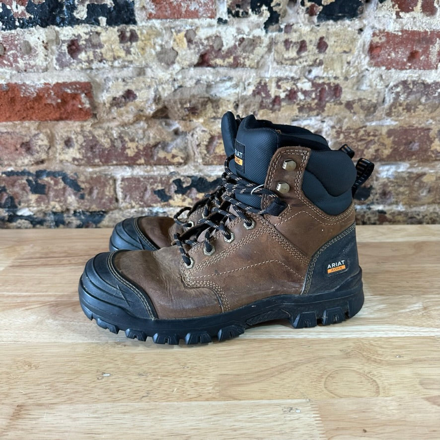 Ariat Treadfast 6” Waterproof Steel Toe Work Boots Mens Size 8.5 D Brown Lace Up