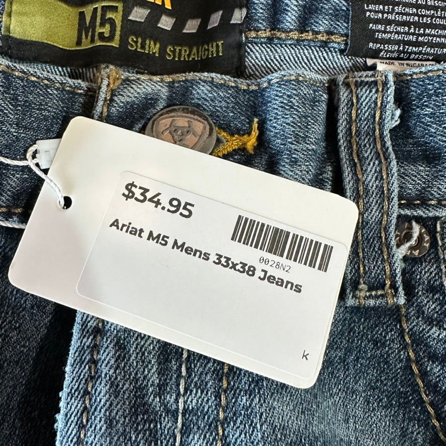 Ariat M5 Mens 33x38 Blue Jeans