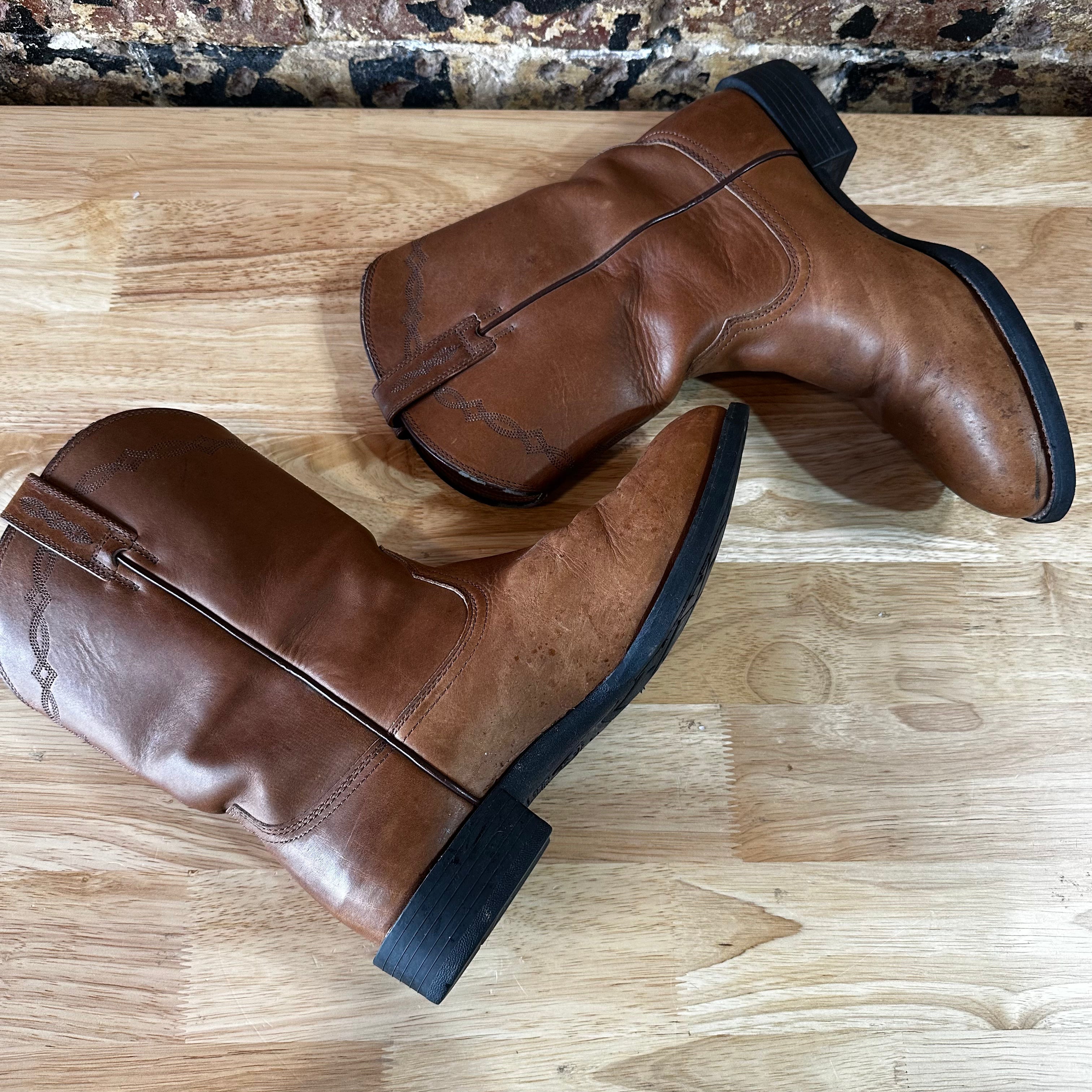 Ariat Boots Mens Size 10.5 EE Brown Leather Western Cowboy Roper ATS 10005019