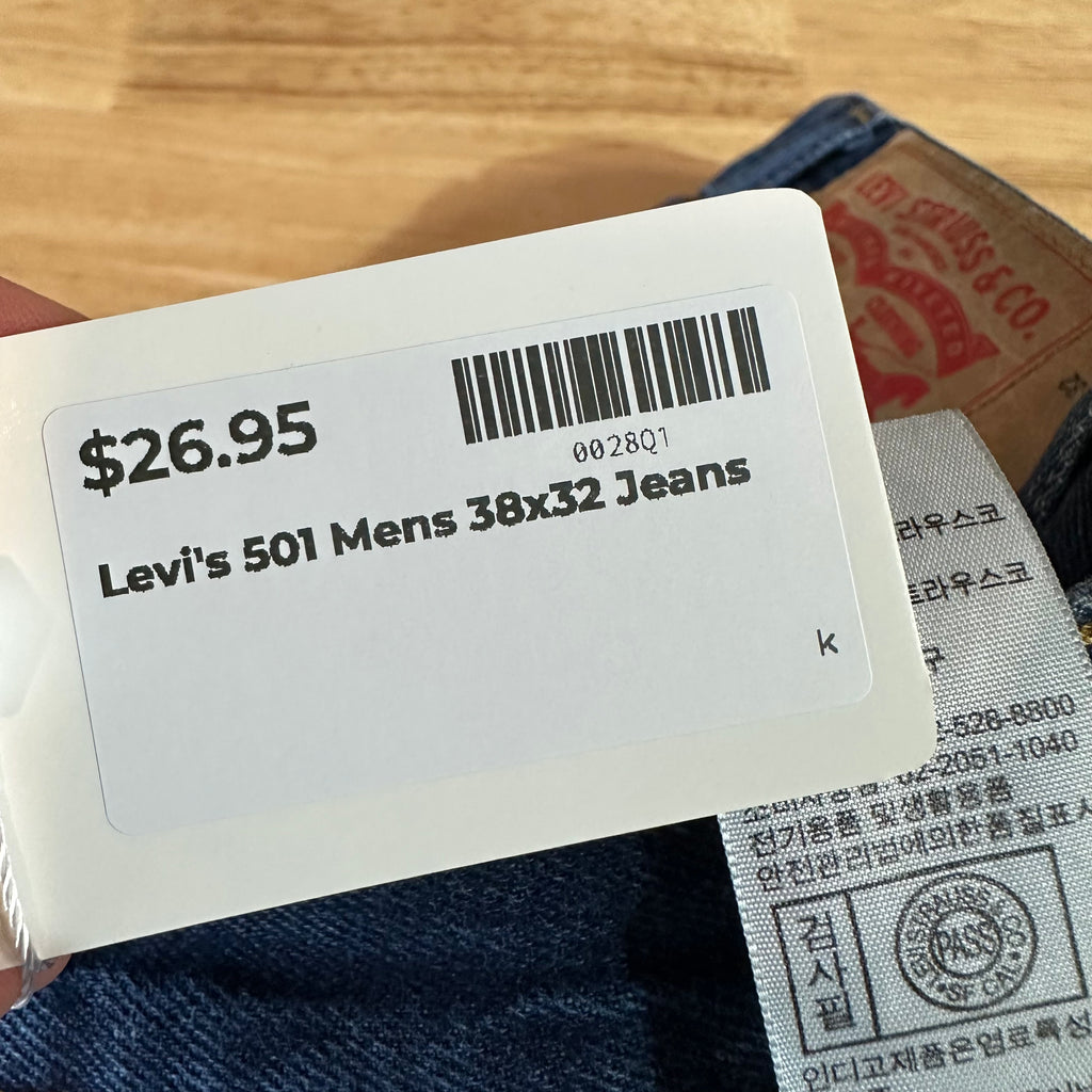 Levi's 501 Mens 38x32 Blue Jeans