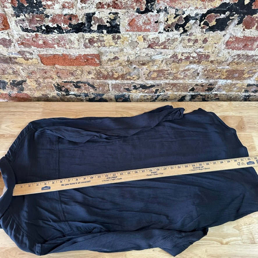 NWT PrAna Fernie Shirt Womens Small Black Crinkle Button Swim Cover Up Tunic Top