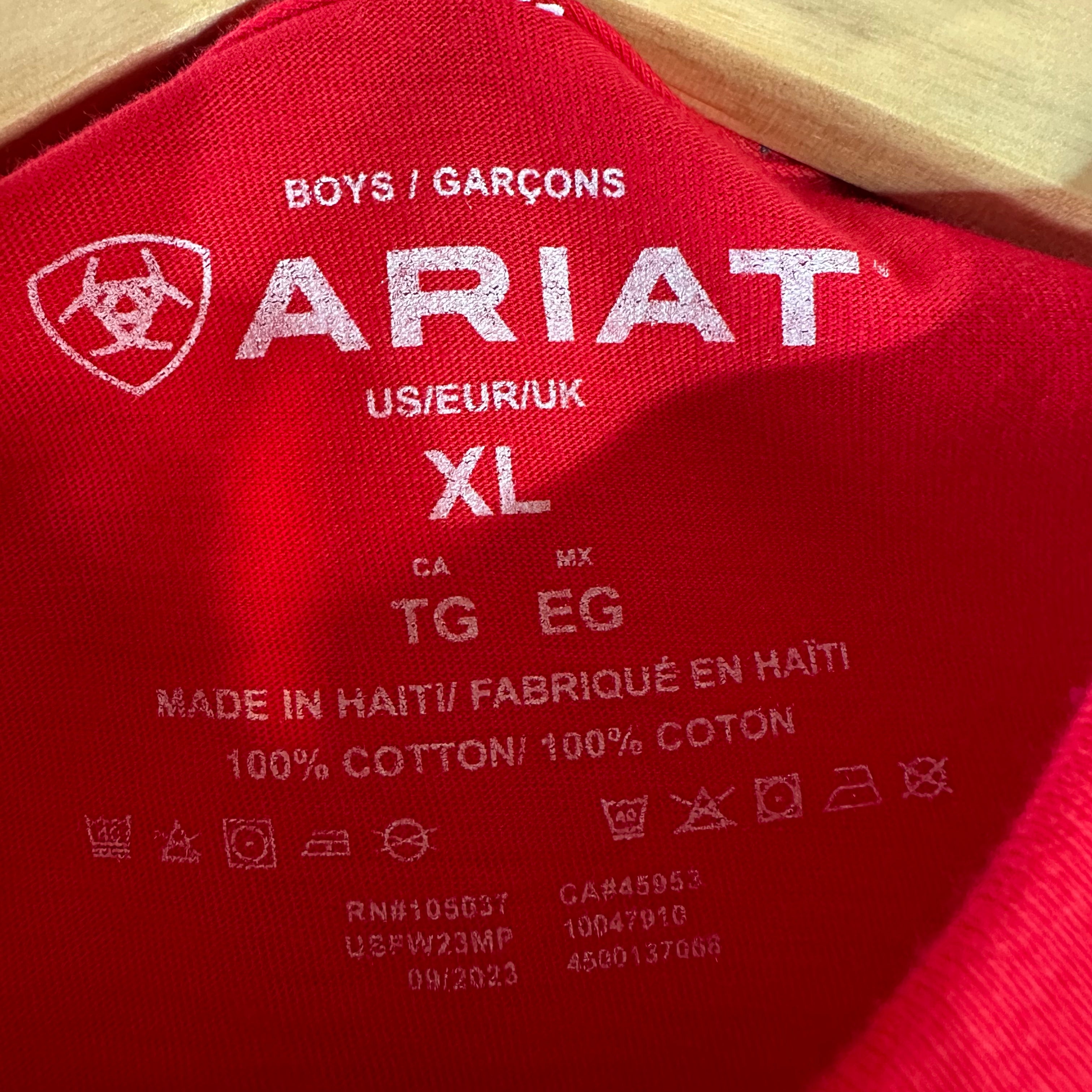 Ariat Short Sleeve Red T-Shirt Boys XL NEW
