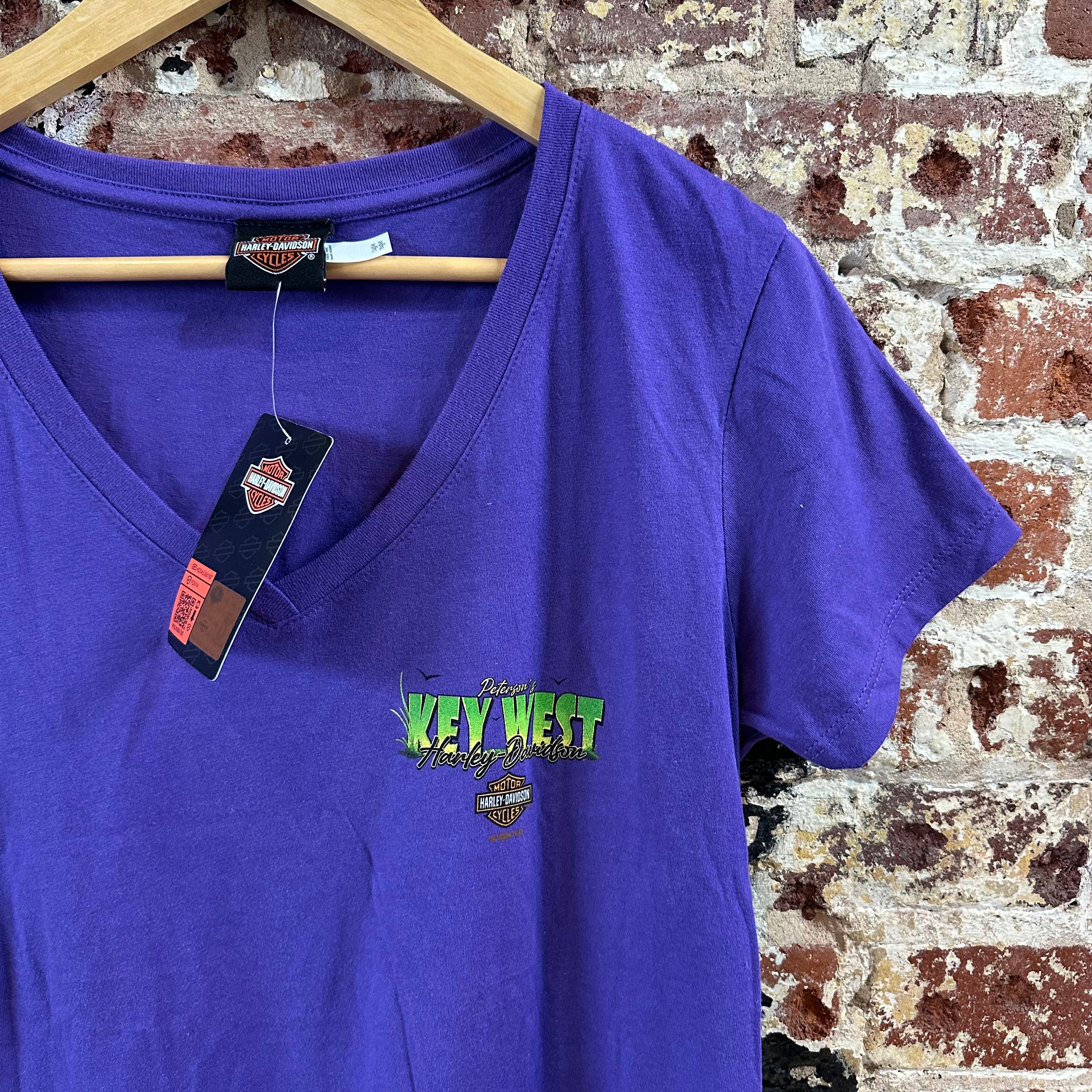 Harley Davidson Women's XL Short Sleeve Purple T-Shirt V-Neck NEW