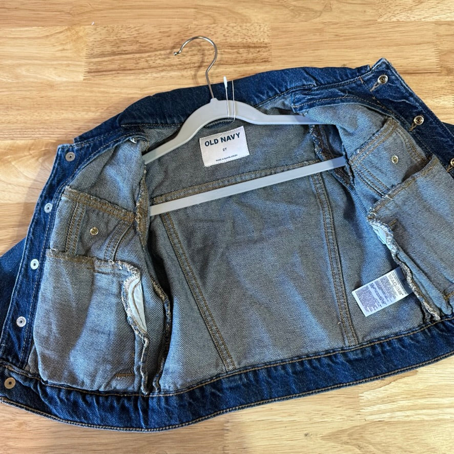 Old Navy Toddler Girl's Blue Jean Denim Jacket size 2T Cotton blend Western NEW