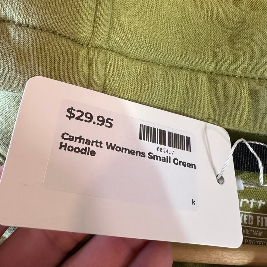 Carhartt Womens Small Green Hoodie Casual Sleeve Spellout midweight