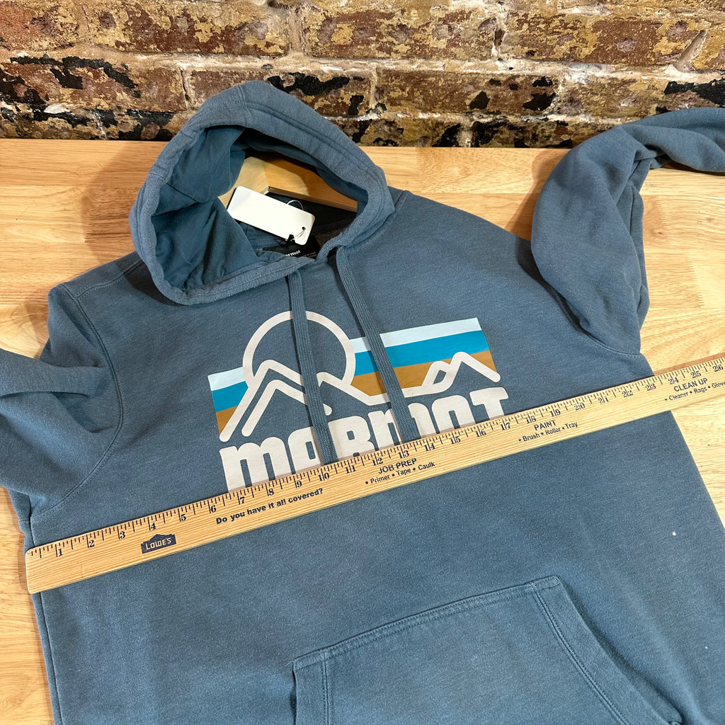 Marmot Men's XL Coastal Logo Hoodie Outdoor Mountains Blue