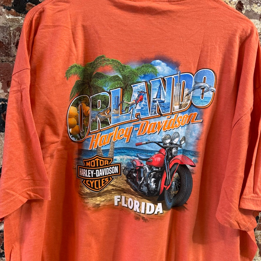 Harley Davidson Men's 3XL Short Sleeve Orange T-Shirt NEW