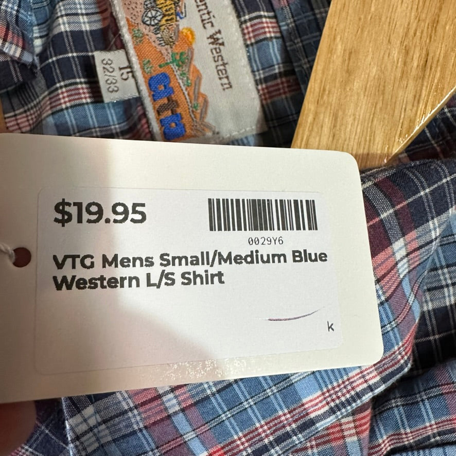 VTG ATB Men's Small/Medium Blue Western Shirt