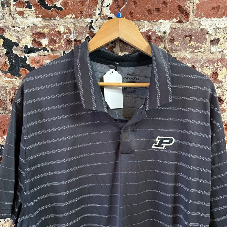Nike Purdue Polo Shirt Black Gray Dri Fit Short Sleeve Mens 2XL XXL
