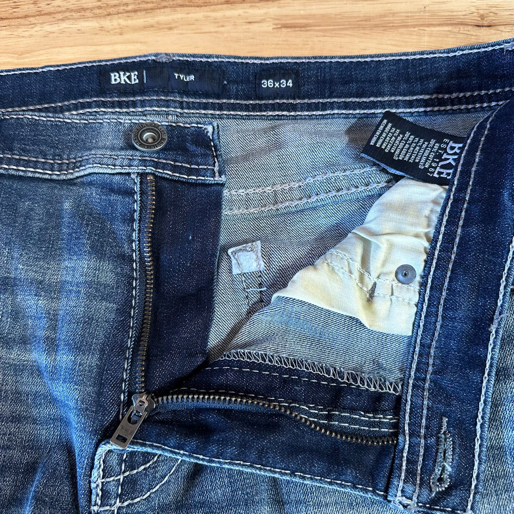BKE Tyler Mens 36x34 Blue Jeans