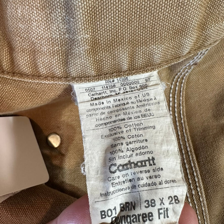Carhartt B01 BRN Mens 38x32 Double Knee Pants