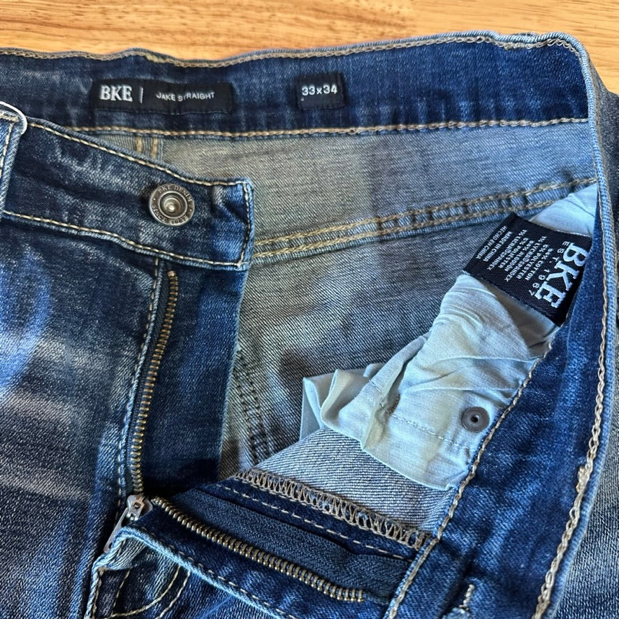 BKE Jake Mens 33x34 Blue Jeans