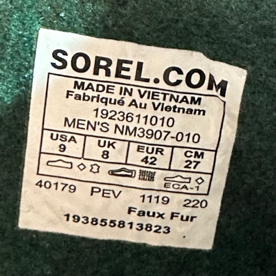 Sorel Caribou Waterproof Leather Insulated Black Boots NM3907-010 Men’s Sz 9