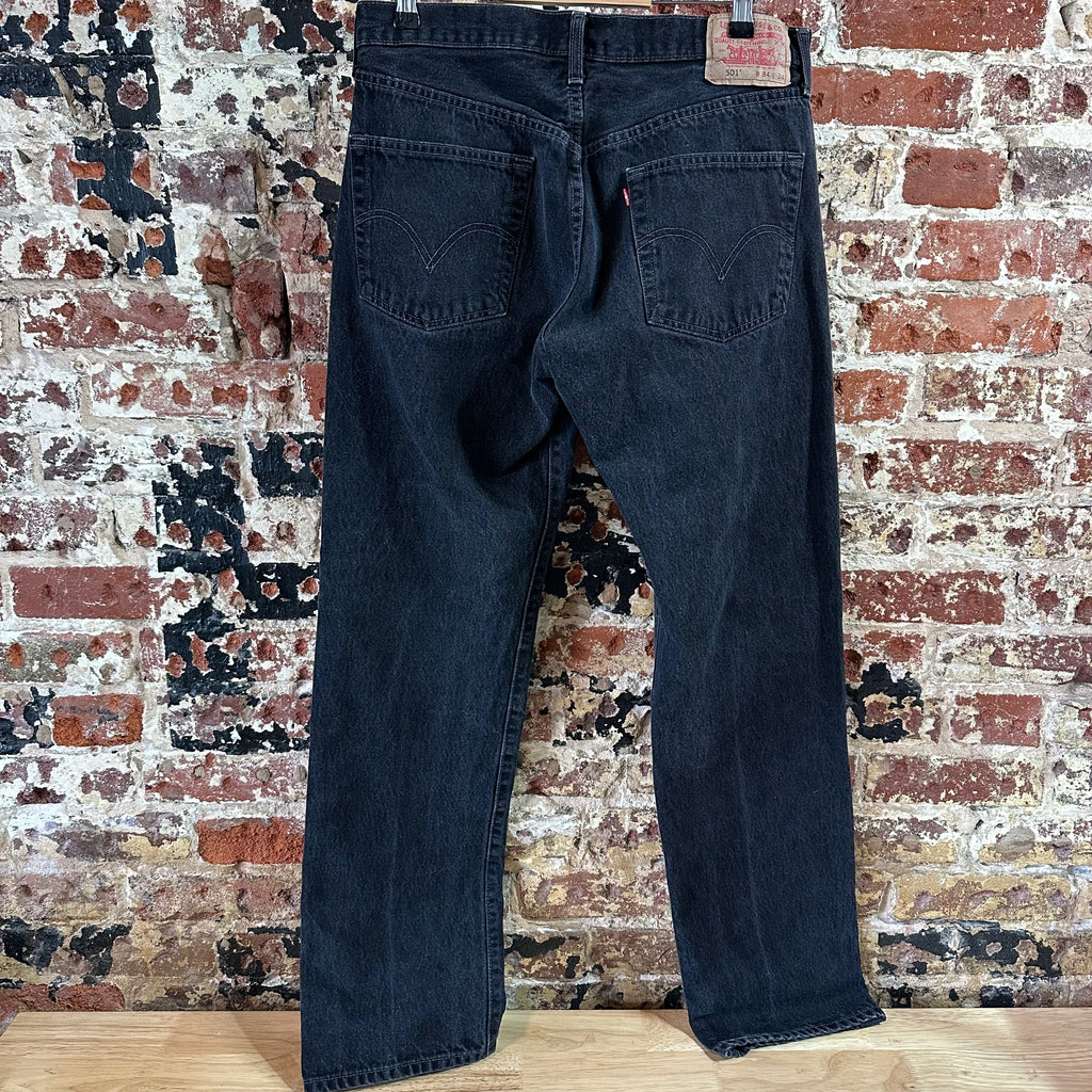 Levis 501 Mens 36x34 Denim Black Straight Leg Jeans