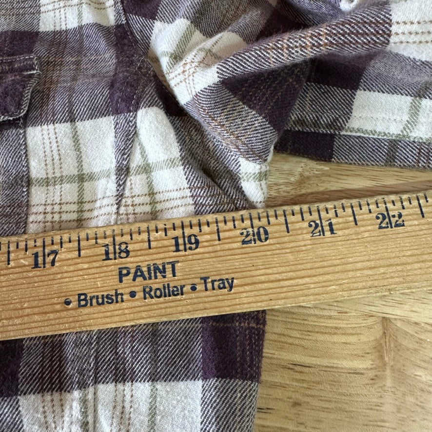 Carhartt Womens Medium Button Up Flannel Shirt Purple Plaid long sleeve