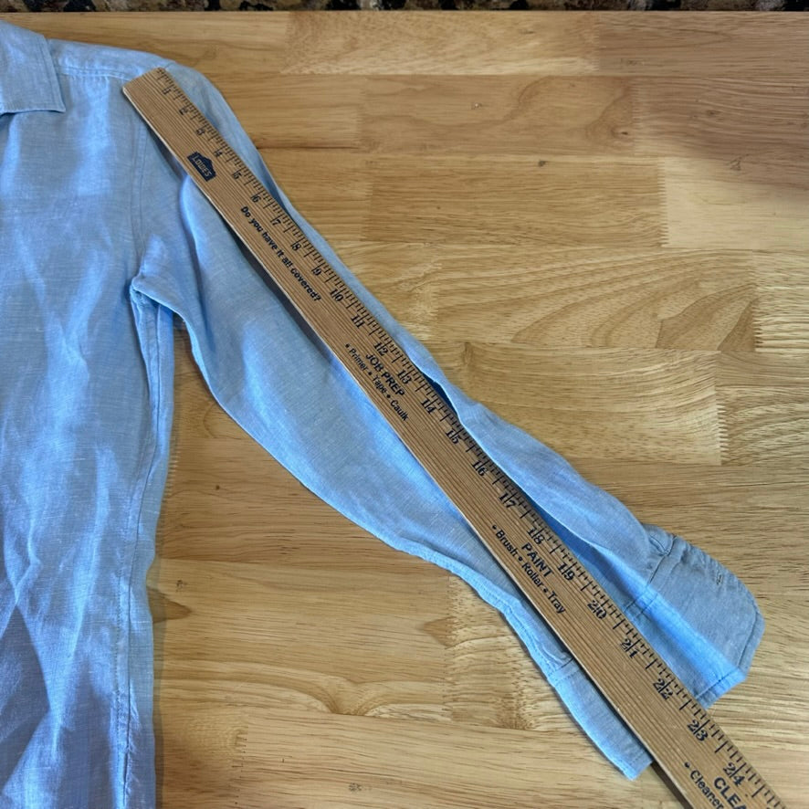 Southern Tide Womens XS 1/4 Button Linen Shirt Blue long sleeve
