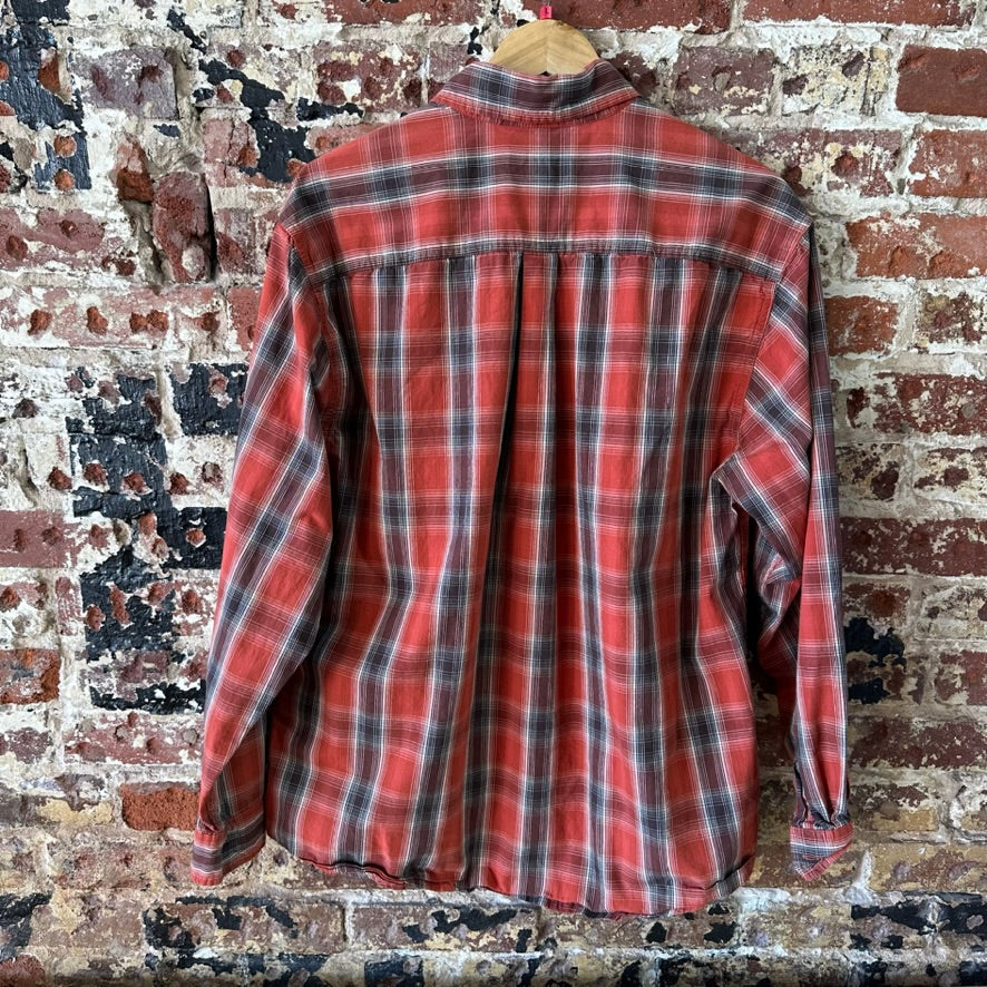 Carhartt S252 TEC Long Sleeve Mens Shirt Large Button Up Burnt Orange Plaid