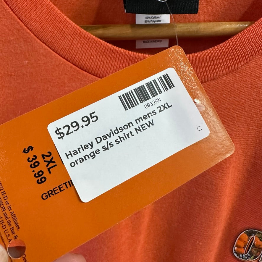 Harley Davidson Men's 2XL Short Sleeve Orange T-Shirt NEW