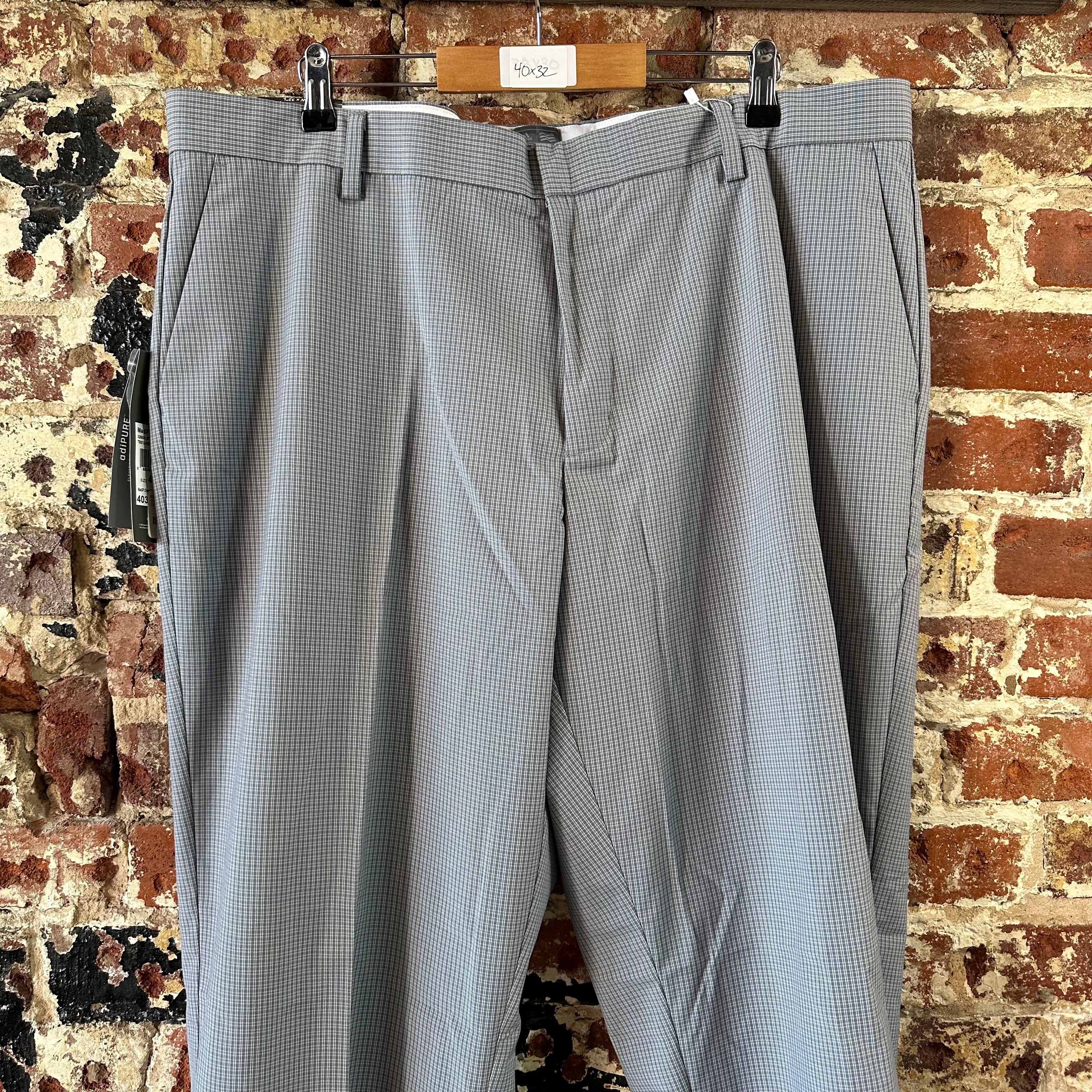 Adidas Golf Pants Men's 40x32 Gray Performance Chino Madi P Check NEW