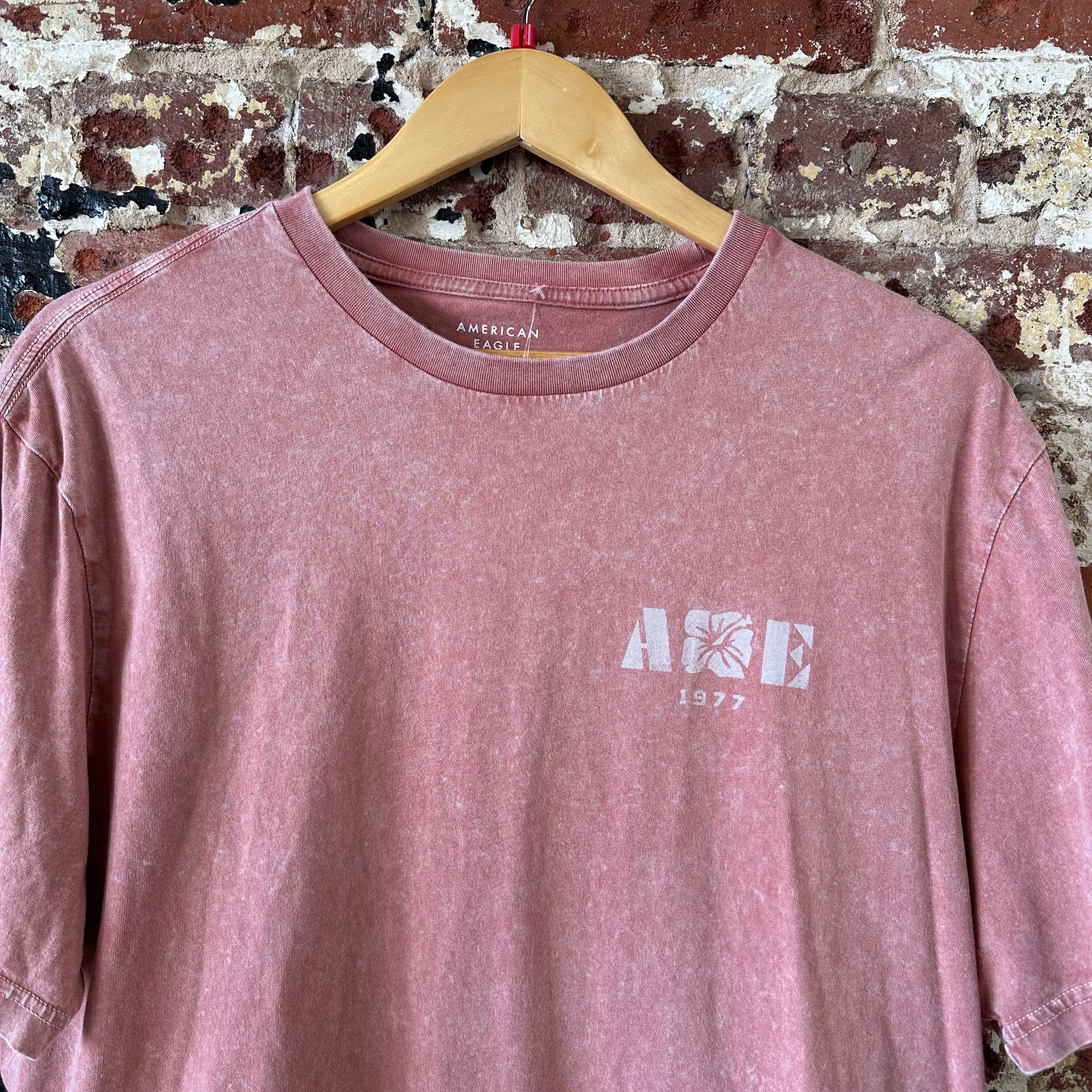 American Eagle Mens Large Live in T-Shirt Pinkinsh Reddish Super Soft S/S
