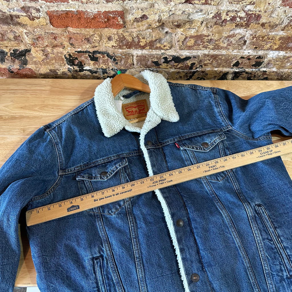 Levi's Jean Jacket Sherpa Lined Trucker Style Blue Denim Mens size XL Classic