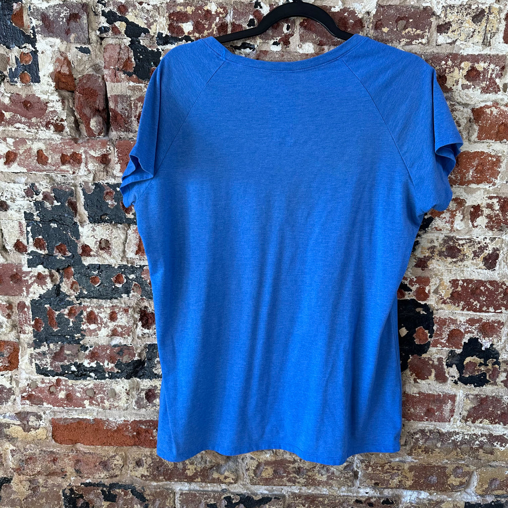 The North Face Top T-shirt Women's XL Slim Fit Short Sleeve Blue