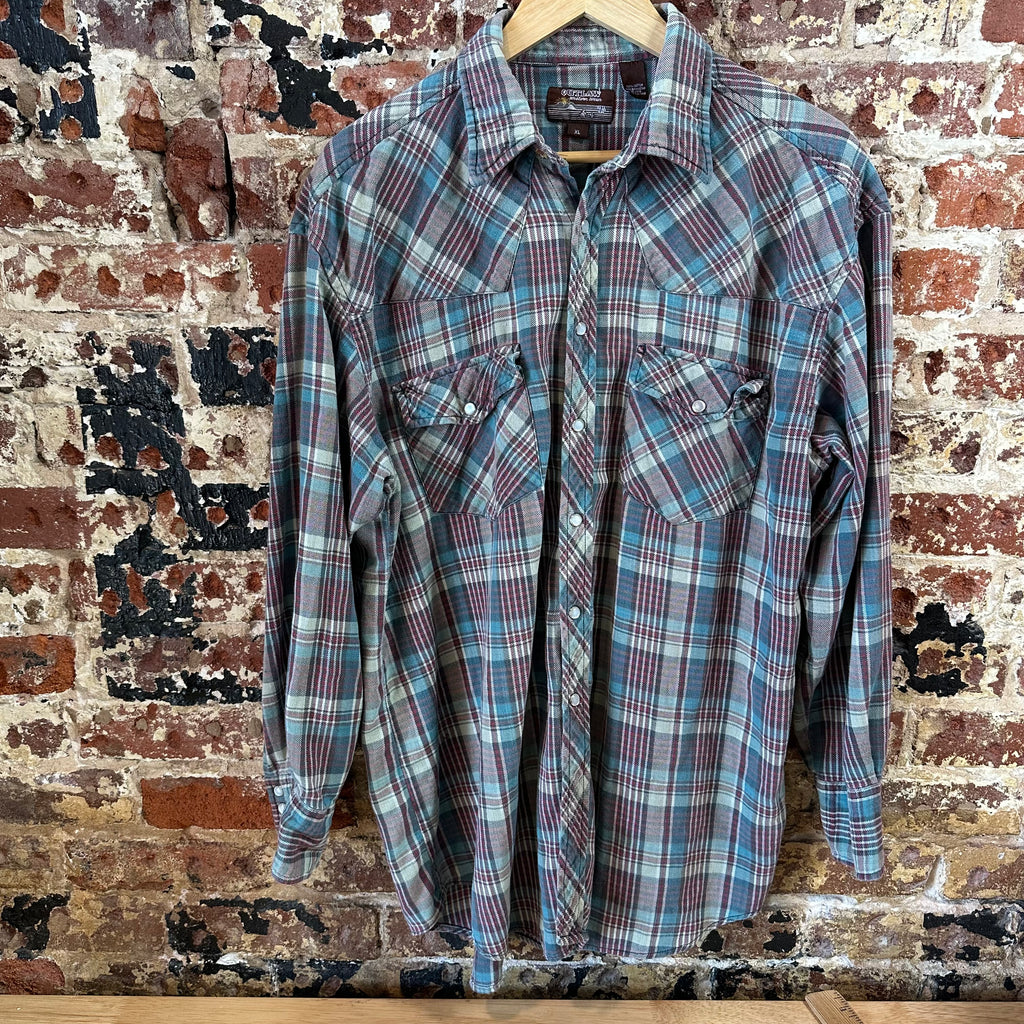 VTG Outlaw Mens XL L/S Western Flannel Shirt