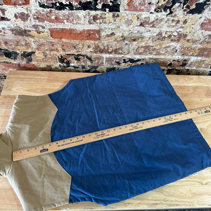 Magellan Outdoors Vest Men’s Medium Blue Tan Quilted Western Style Cowboy Snap