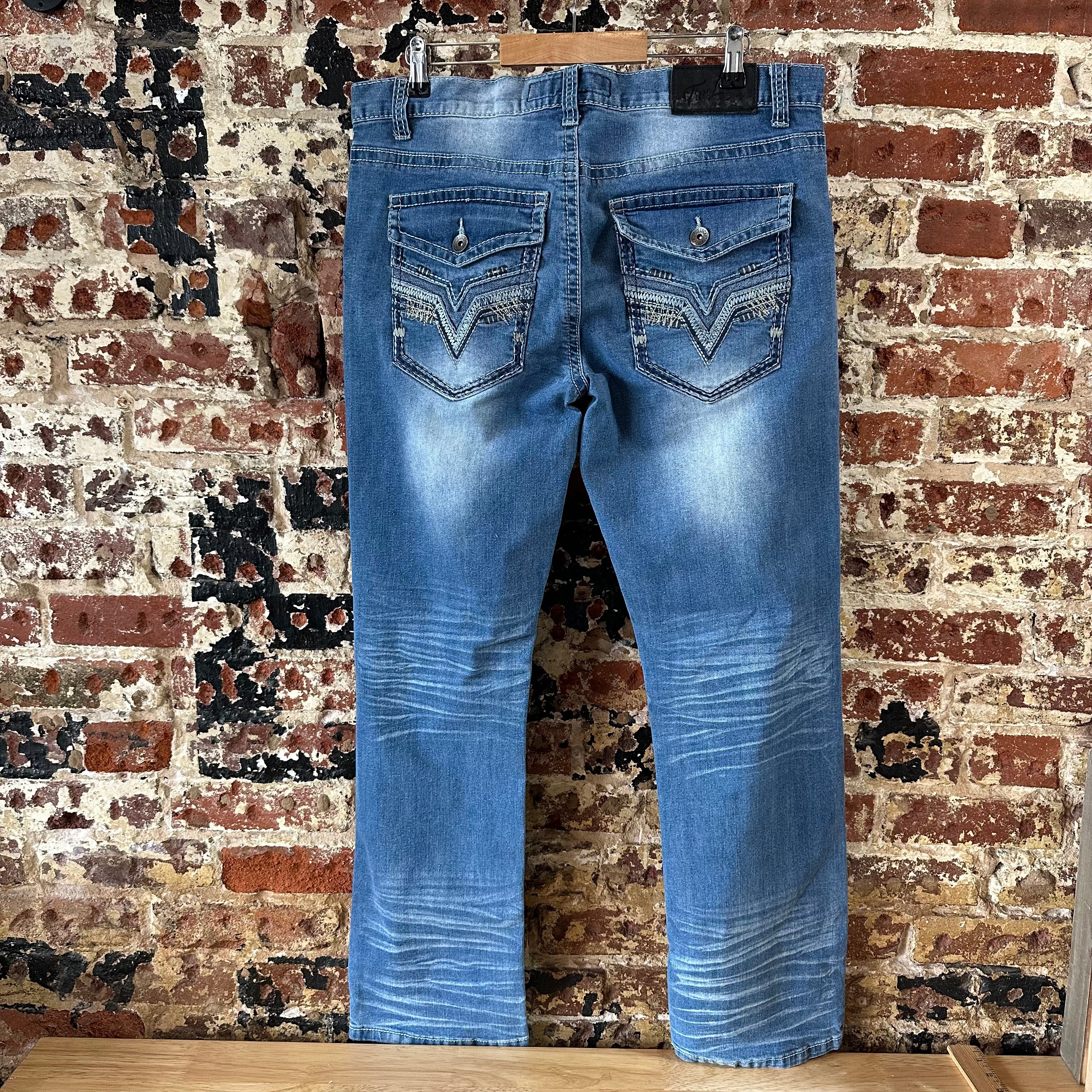 True Luck Mens 34x30 Blue Jeans