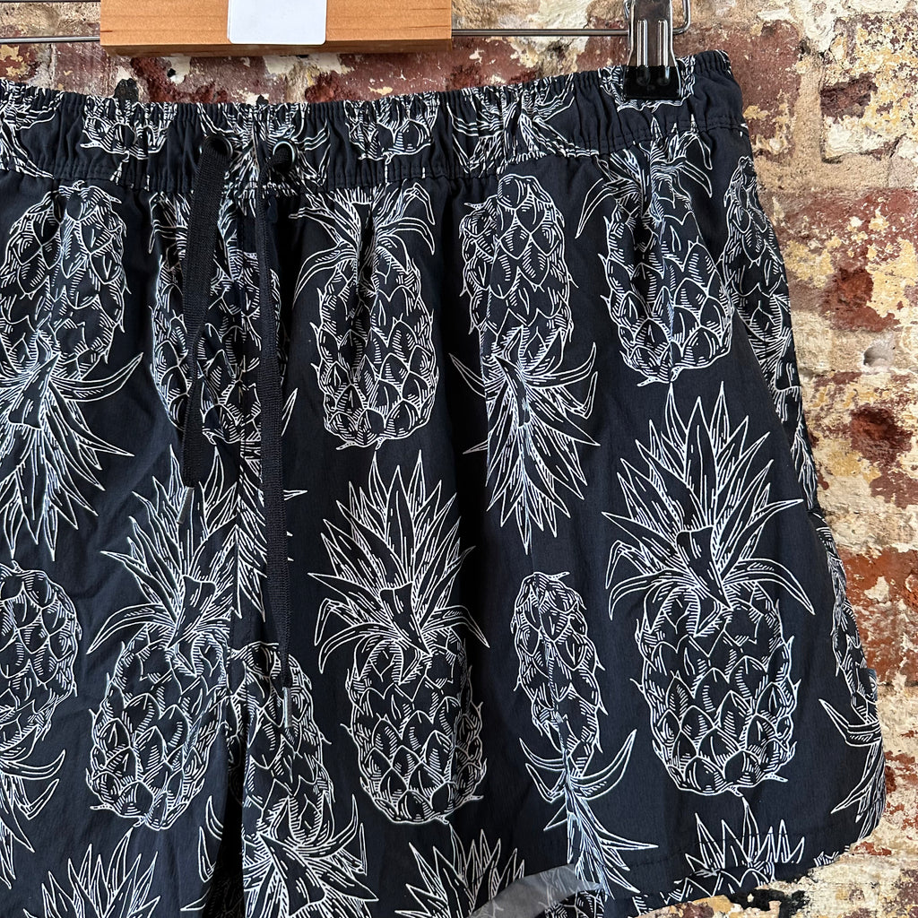 Lauren James Swim Shorts Womens Large Black Pull On Casual Pineapple Drawstring