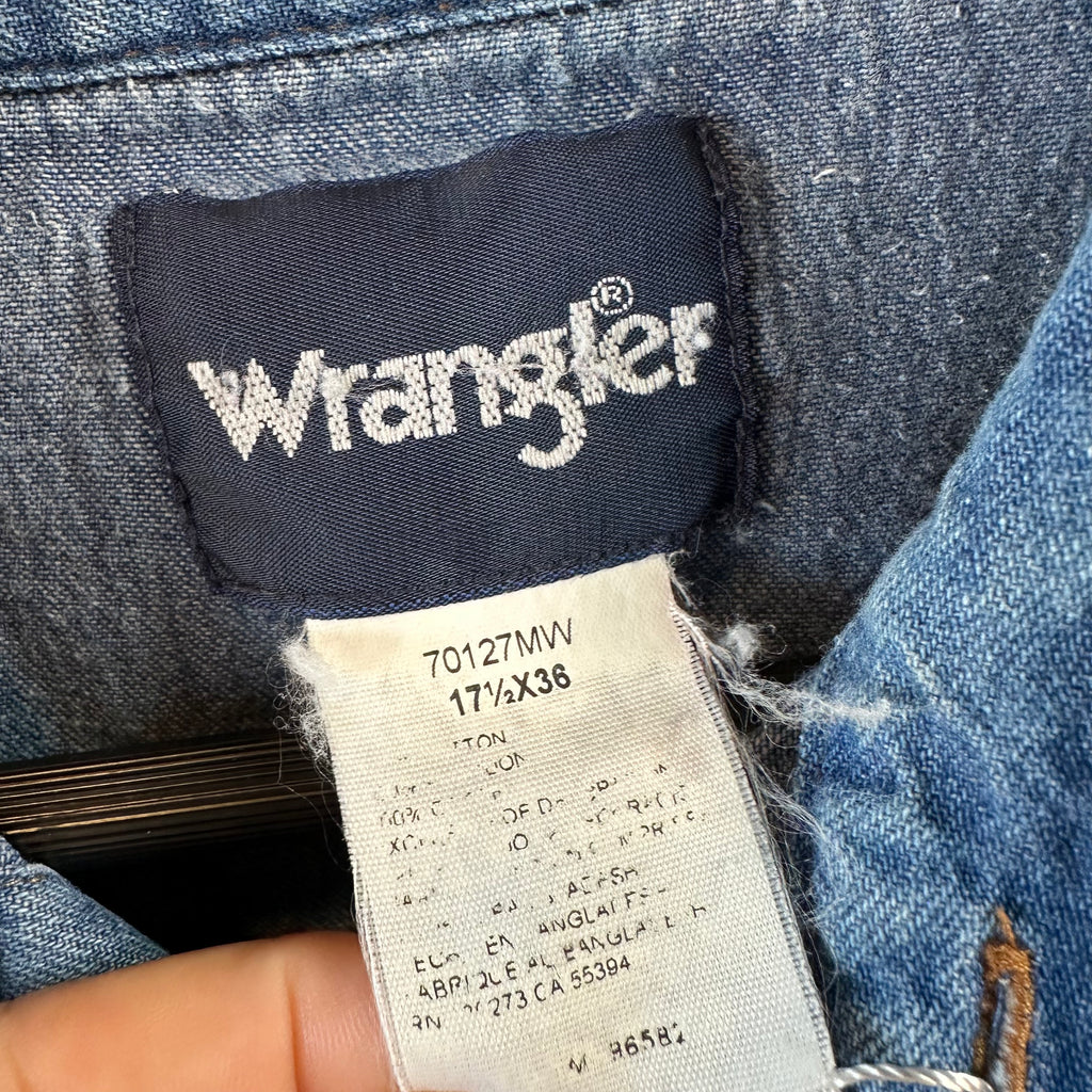 Wrangler Men's 17.5x36 Blue Western Shirt