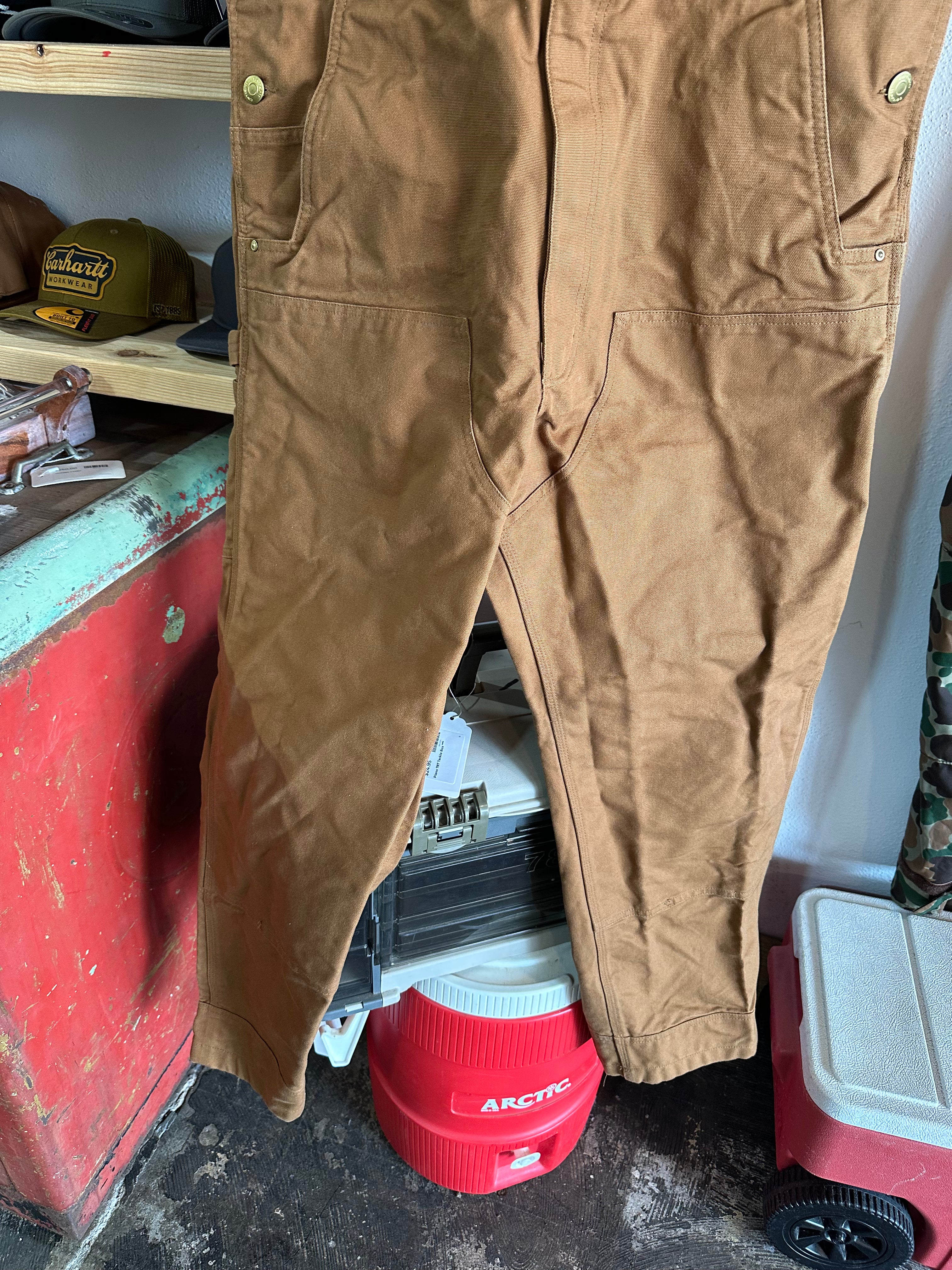 Carhartt R01 Mens 38x32 Brown Bibs