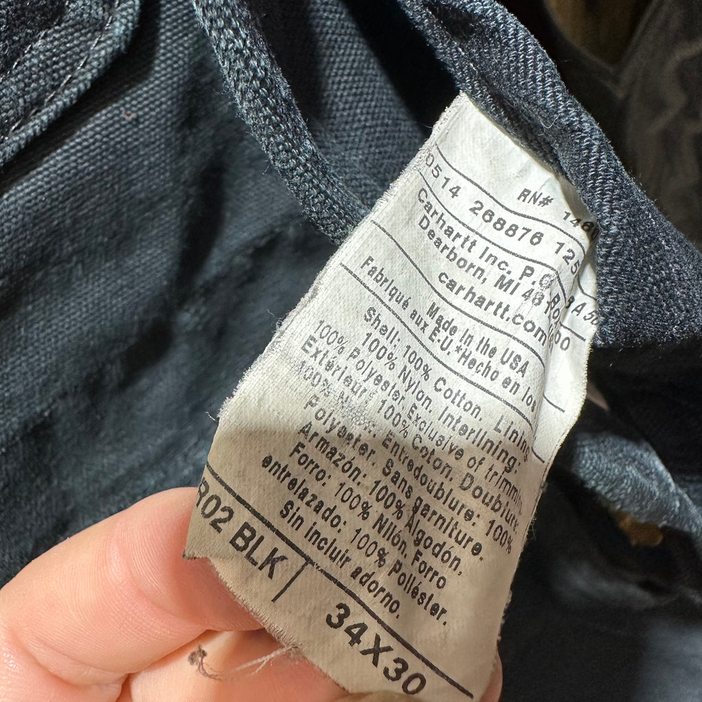Carhartt R02 Mens 34x30 Black Bibs