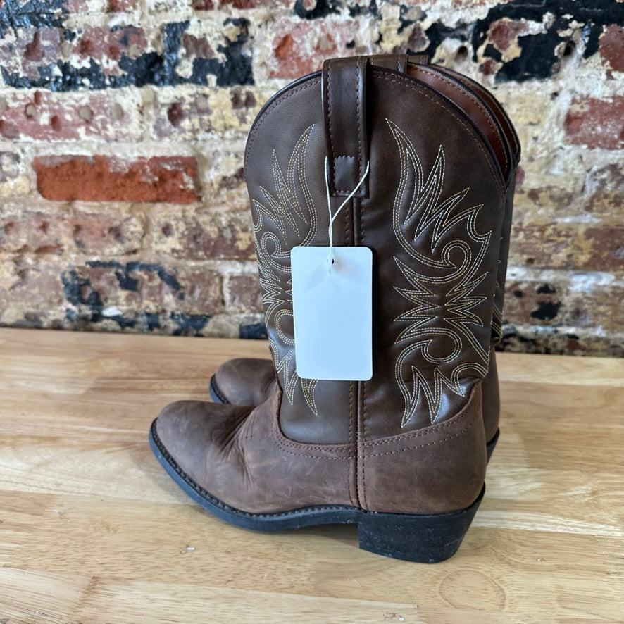 Laredo 4242 Lea Vamp Fox Brown Pull On Western Cowboy Boots Mens 8D