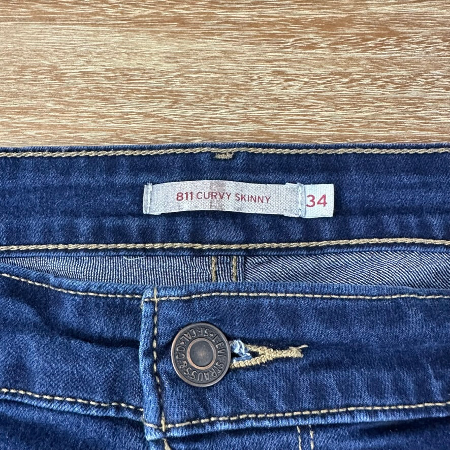 Levi's 811 Denim Blue Jean Shorts Cut Offs Womens 34