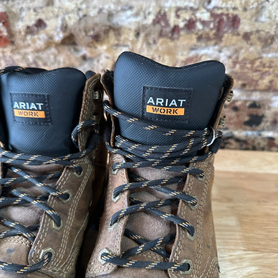 Ariat Treadfast 6” Waterproof Steel Toe Work Boots Mens Size 8.5 D Brown Lace Up