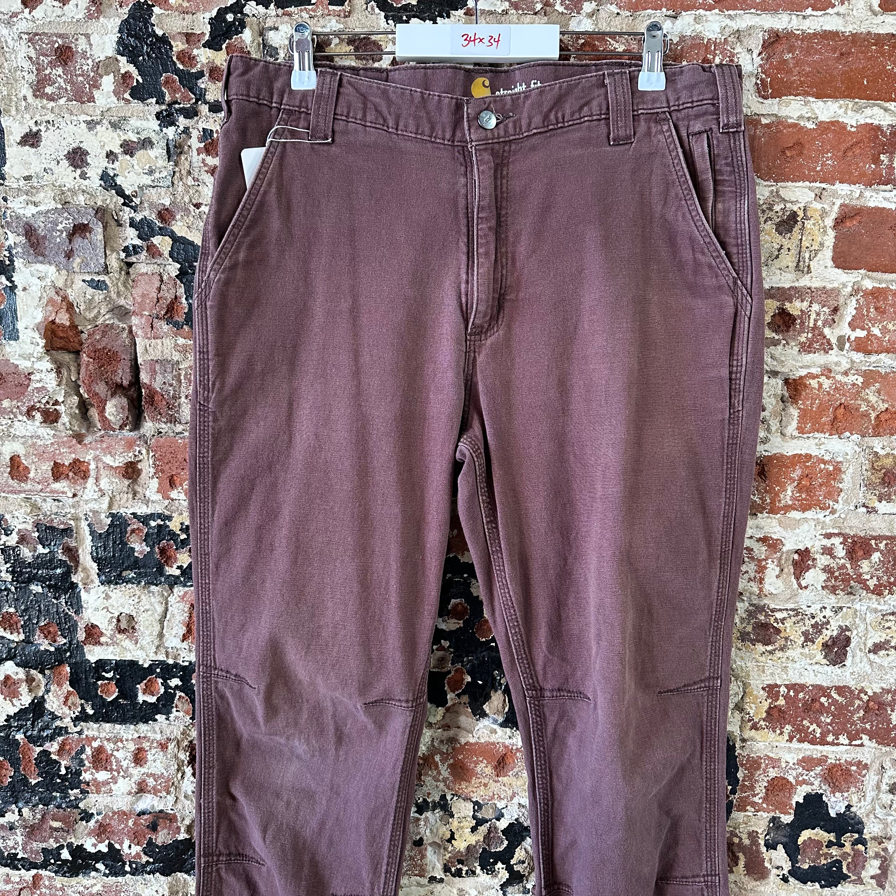 Carhartt Canvas Straight Fit Work Pants Reddish Mens 34x34