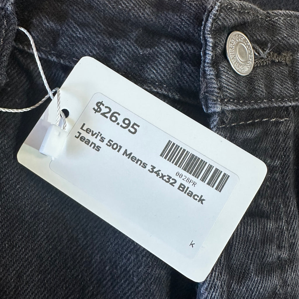 Levi's 501 Mens 34x32 Black Jeans
