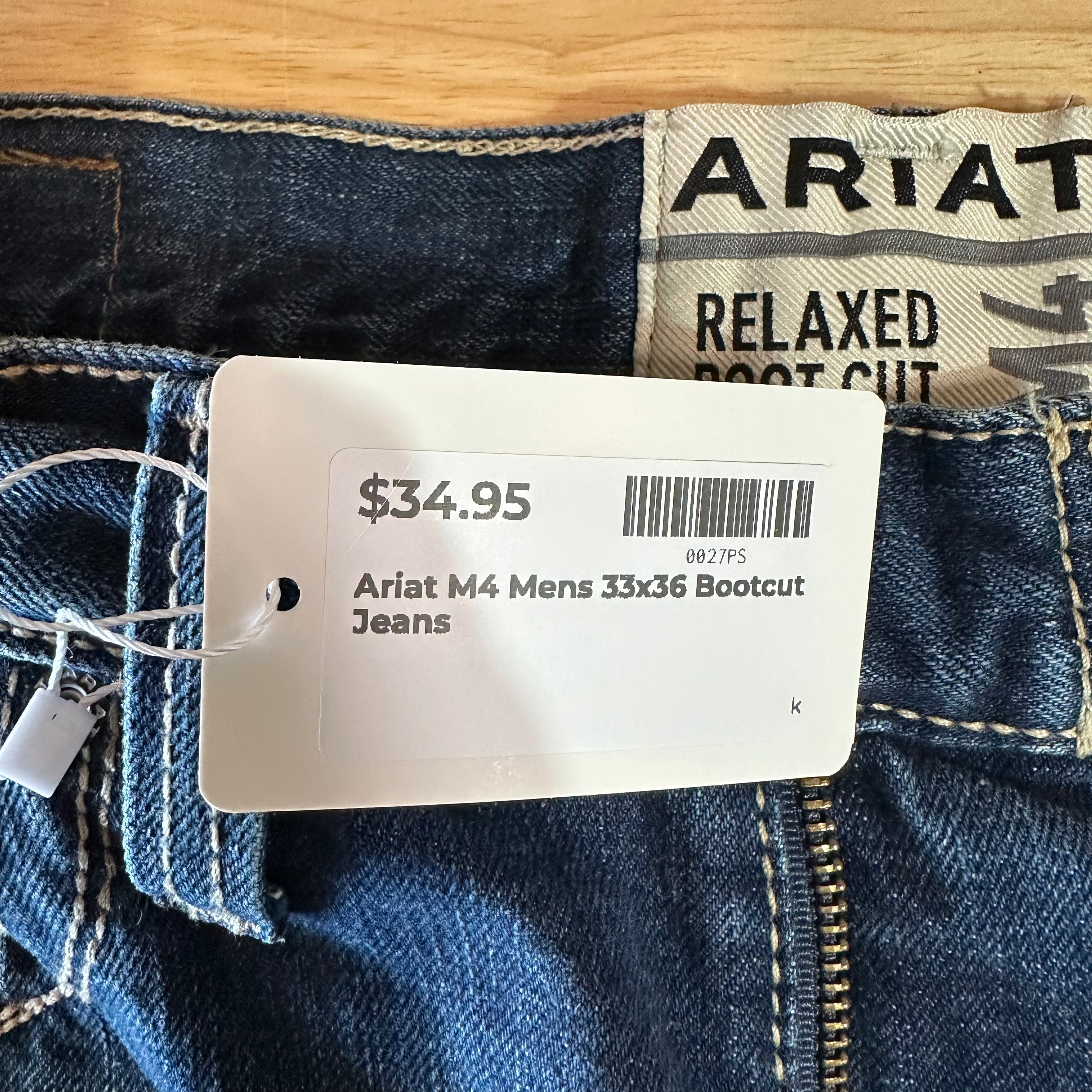 Ariat M4 Mens 33x36 Blue Jeans