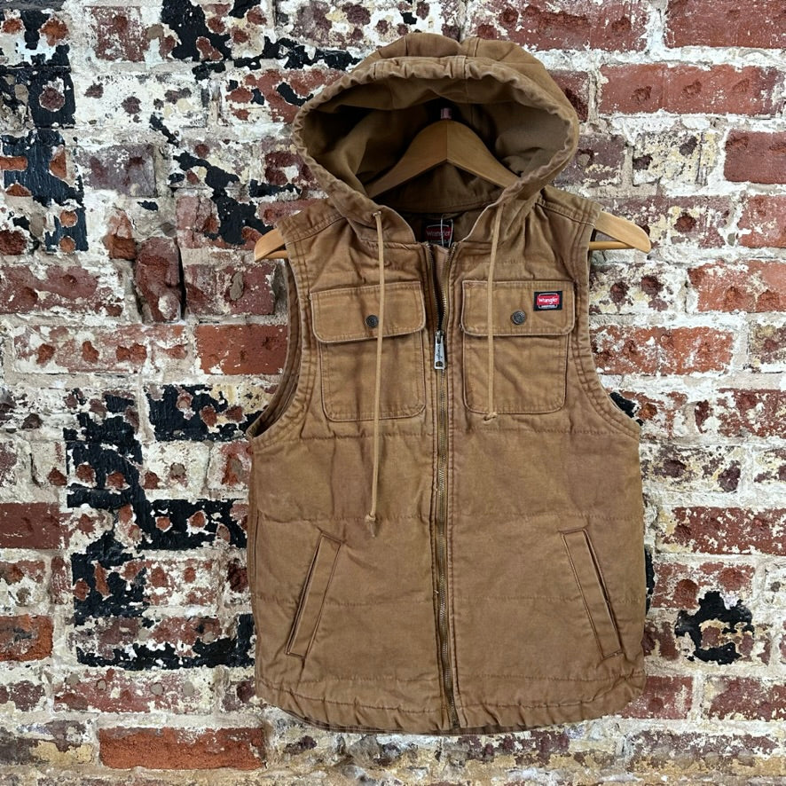 Wrangler Mens Small Hooded Brown Vest