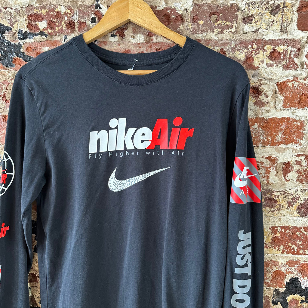 Nike Air Mens Size Small Black Long Sleeve T-Shirt Graphic