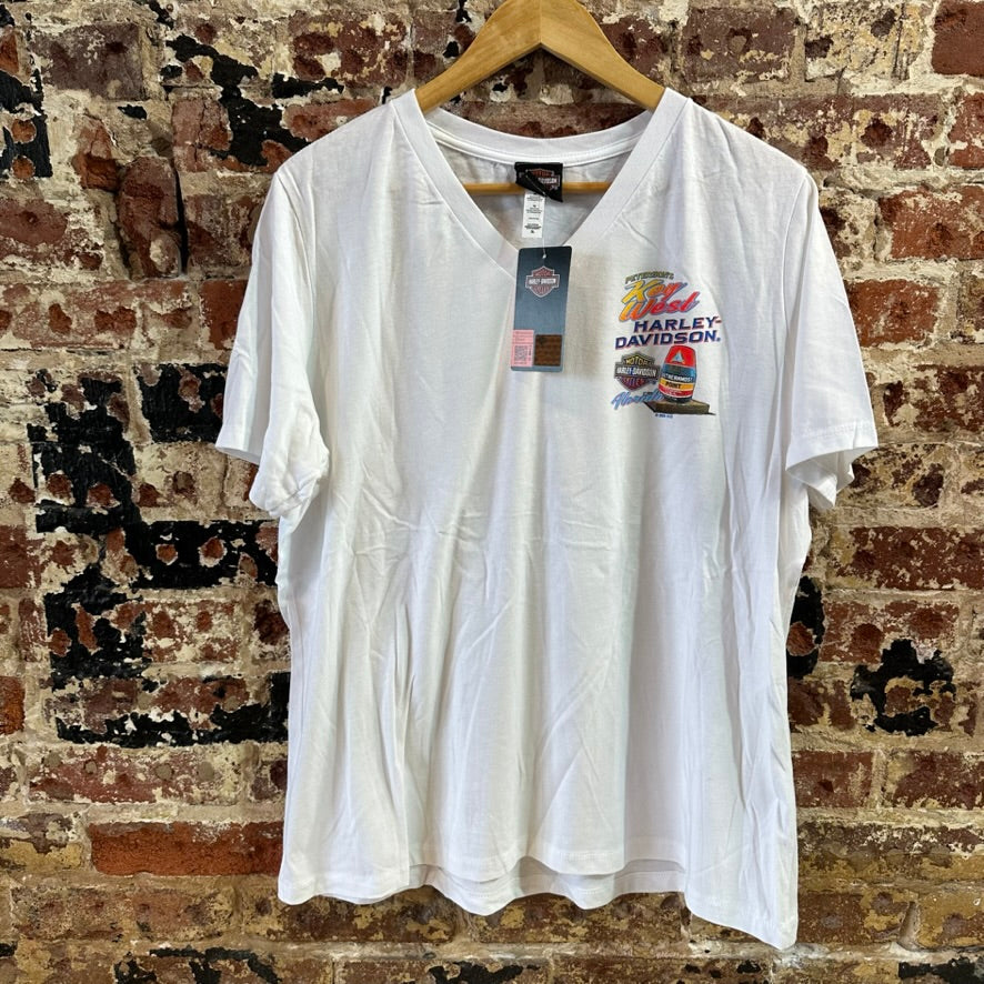 Harley Davidson Women's XL Short Sleeve White T-Shirt V-Neck NEW