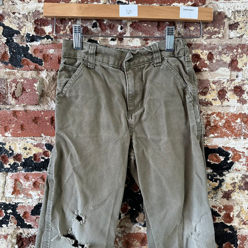 Carhartt Boys Size 6 Carpenter Pants Green 21x19"