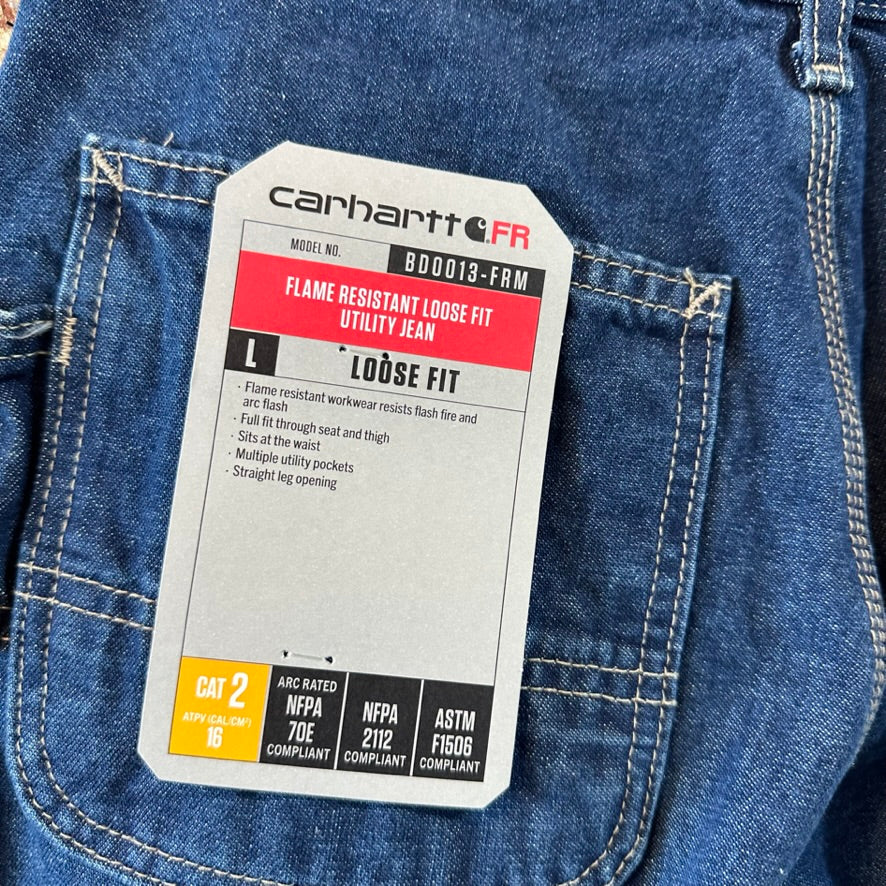 Carhartt FR Carpenter utility Mens 28X34 Blue Relaxed Work Loose FRB13 DNM New