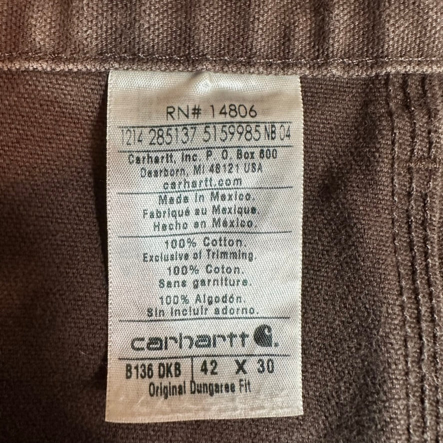 Carhartt B136 DKB Mens 42x30 Double Knee Pants