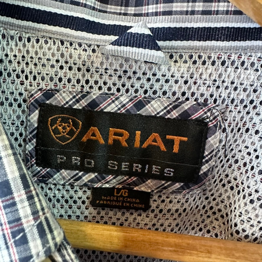 Ariat Pro Shirt Mens Large Button Down plaid Western Cowboy Rodeo long sleeve